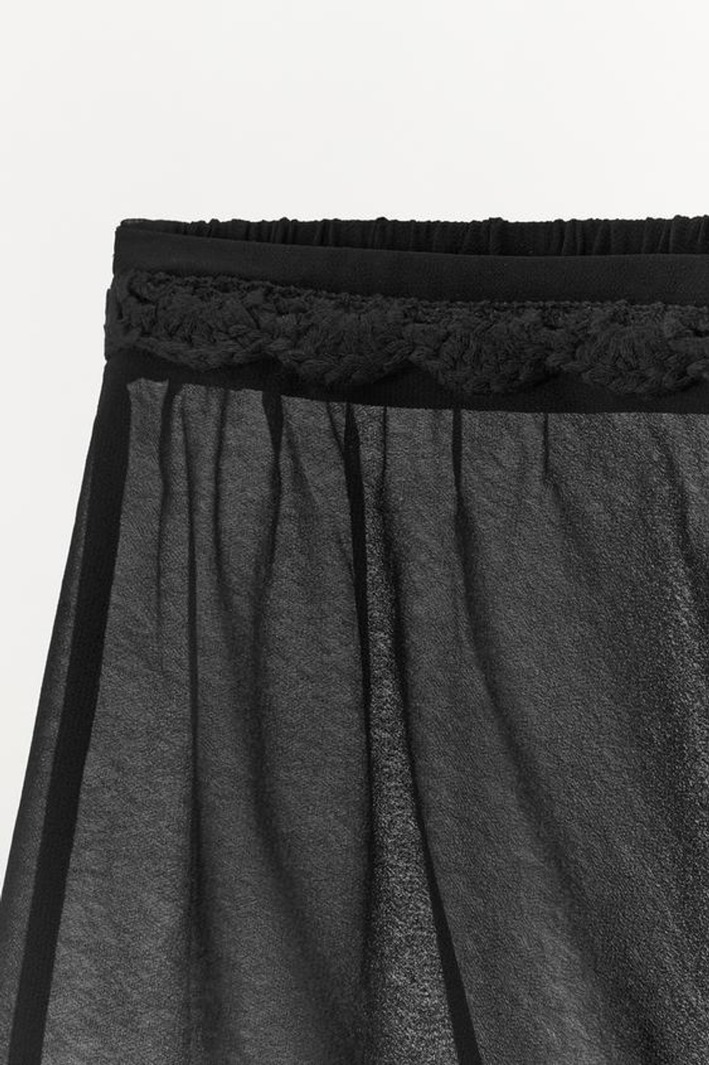 ZARA КОМБИНИРОВАННЫЕ ШОРТЫ С КРУЖЕВОМ КРОШЕ, ЧЕРНЫЙ