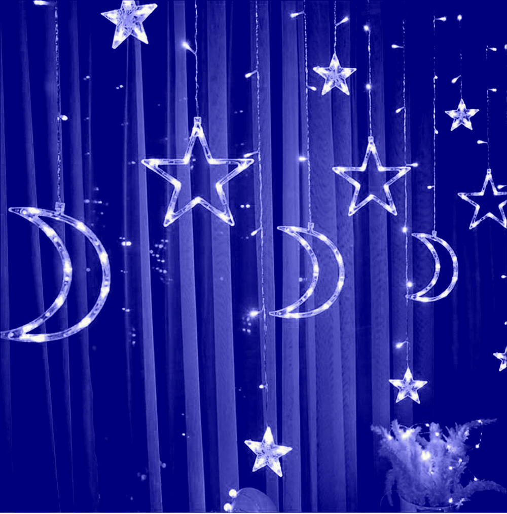 Гирлянда занавес Месяц и звезда 6х6