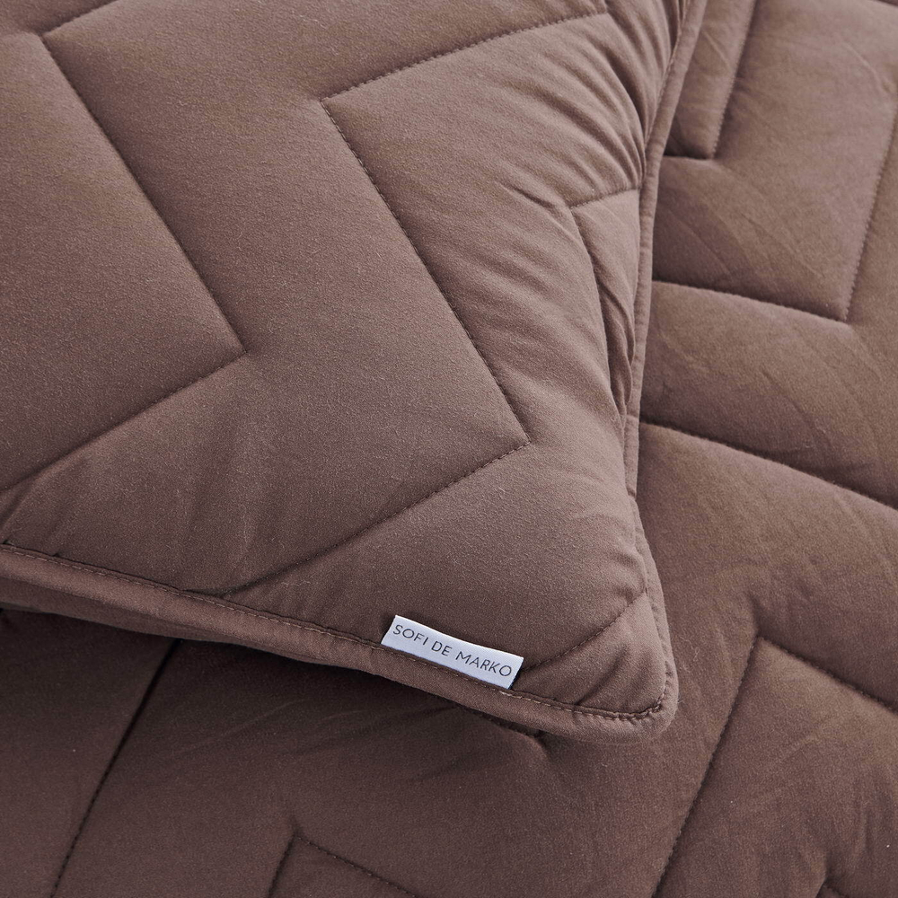 Покрывало 160х220 и наволочка 50х70 Sofi De MarkO Робби коричневое