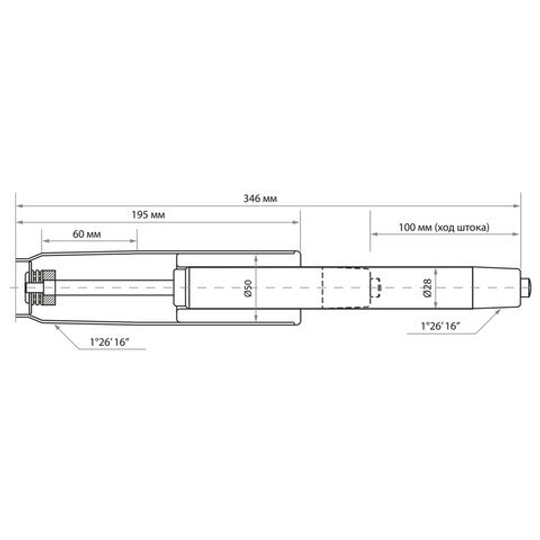 Газлифт A-100 короткий, черный, длина в открытом виде 346 мм, d50 мм, класс 2, 532001