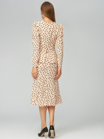 Платье миди с баской в горох