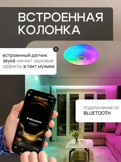 Люстра потолочная светодиодная с пультом 1001/500, люстра в зал 120Вт