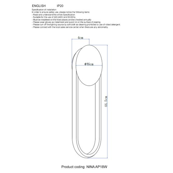 Настенный светодиодный светильник Crystal Lux Nina AP18W Led Brass
