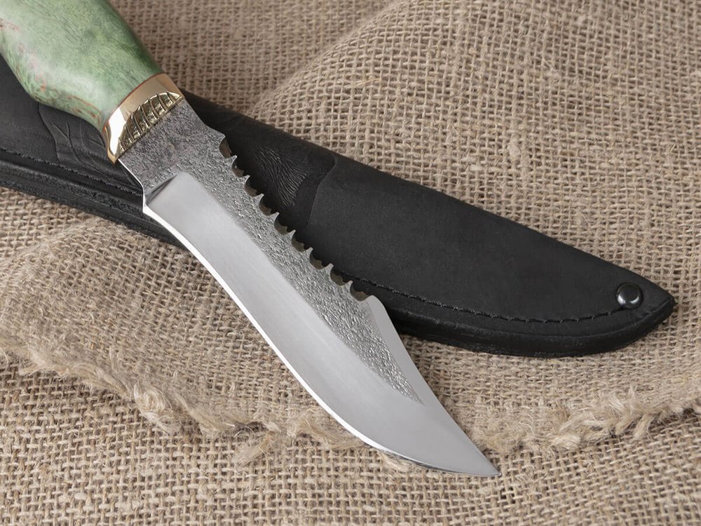 Нож "Щукарь", сталь Bohler N690, рукоять зеленая стабилизированная береза
