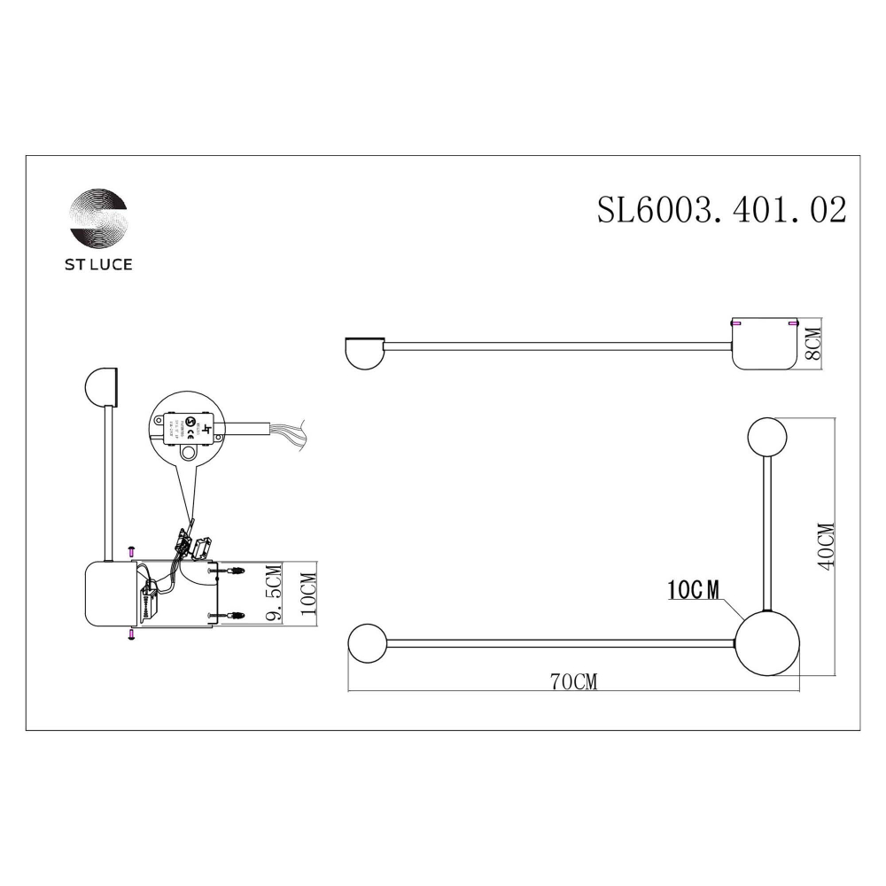 SL6003.401.02 Светильник настенный ST-Luce Черный/Черный LED 2*4W 4000K