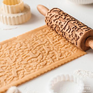 Малая скалка с узором Олени и падуб