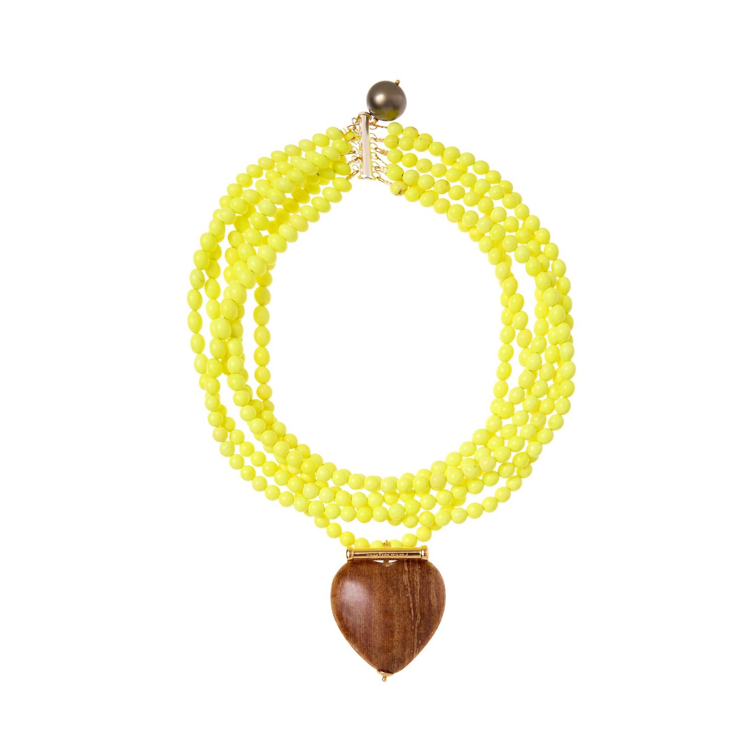 Колье Pvc Beaded Necklace With Wooden Heart Charm