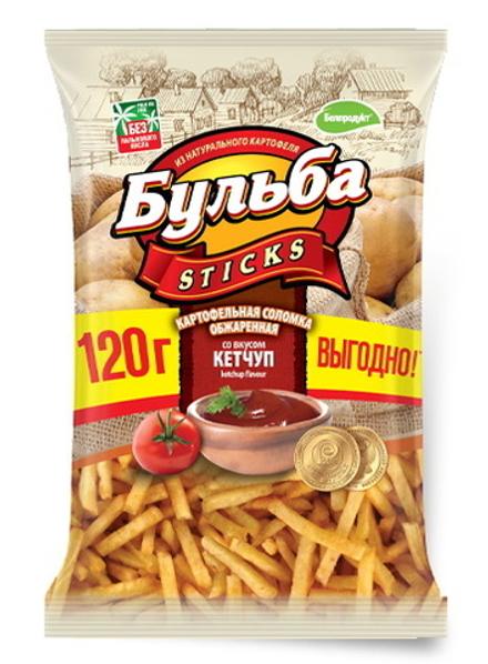Соломка картофельная "Бульба стикс" 120г. Кетчуп Белпродукт