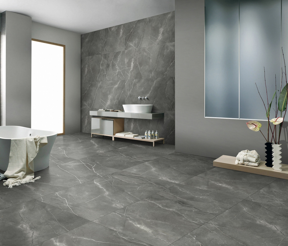 Глазурованный керамогранит Arcadia Ceramica Pulpis Nero Carving 60x120 см 1.44 м² матовый цвет серебристый
