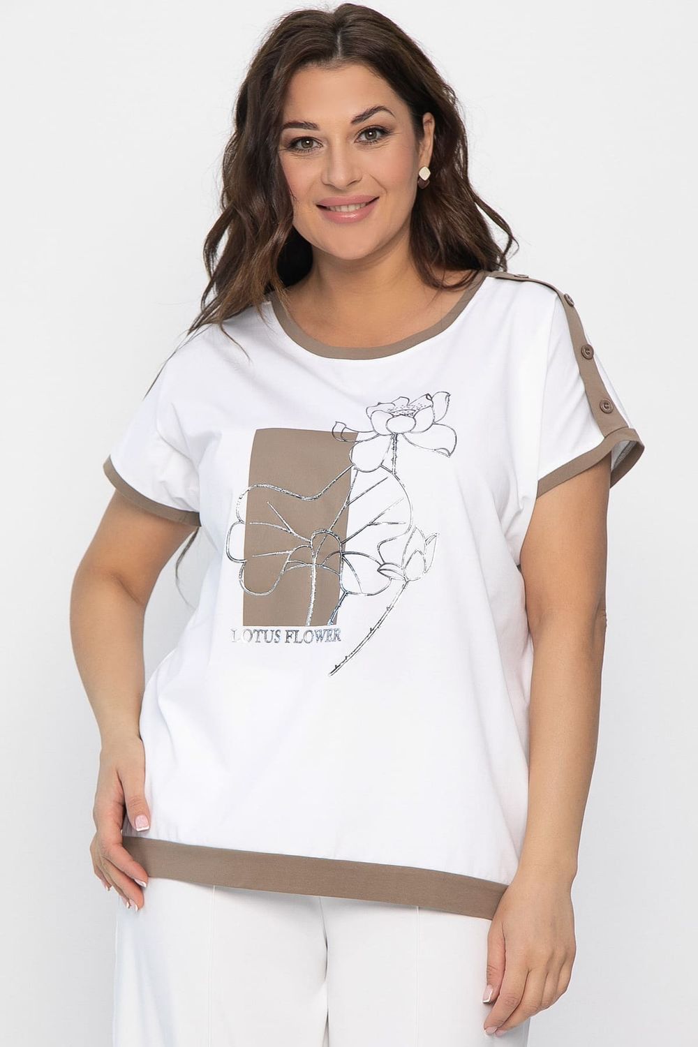 Блуза Чарли (бело-коричневая) Б13801-20М LT Collection