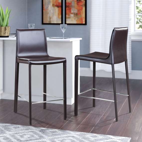 Полубарный стул Barrie 65 см коричневая кожа