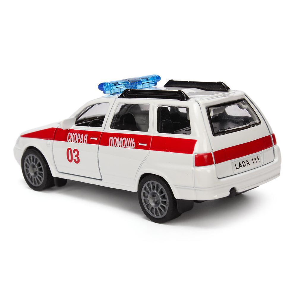 Модель ин. мет. "Lada 111. Скорая" 12см, открыв. двери и багажник, в коробка SB-16-67-A-WB (Технопарк)