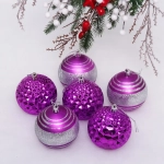 Набор шаров 8 см «Сказочный блеск» (в наборе 6 шт), Фиолетовый
