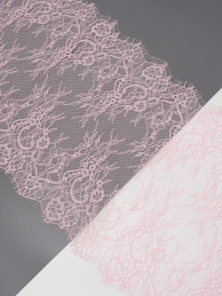 Кружево шантильи нежно-розовое неэластичное ширина 22 см купон 2.9 м