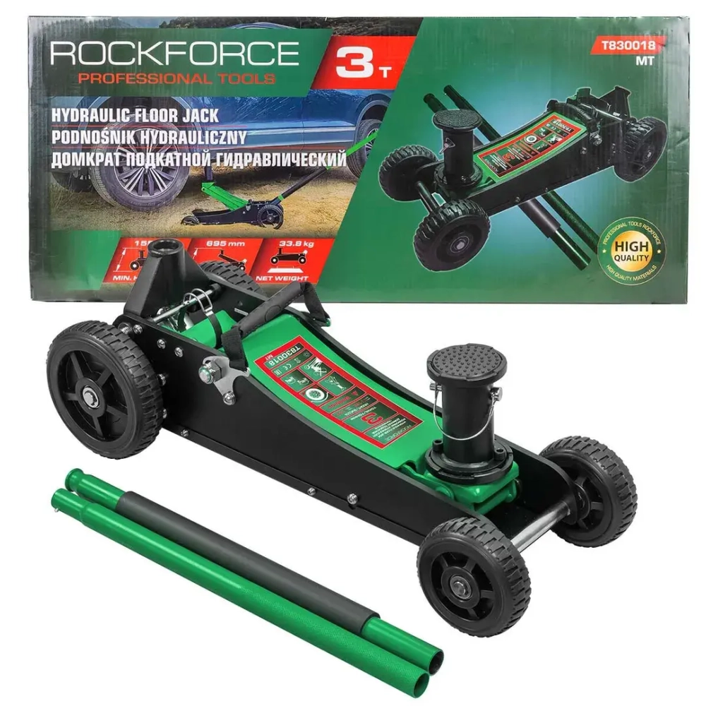 Домкрат подкатной гидравлический 3т (h min 155мм, h max 695мм) RockForce RF-T830018 MT