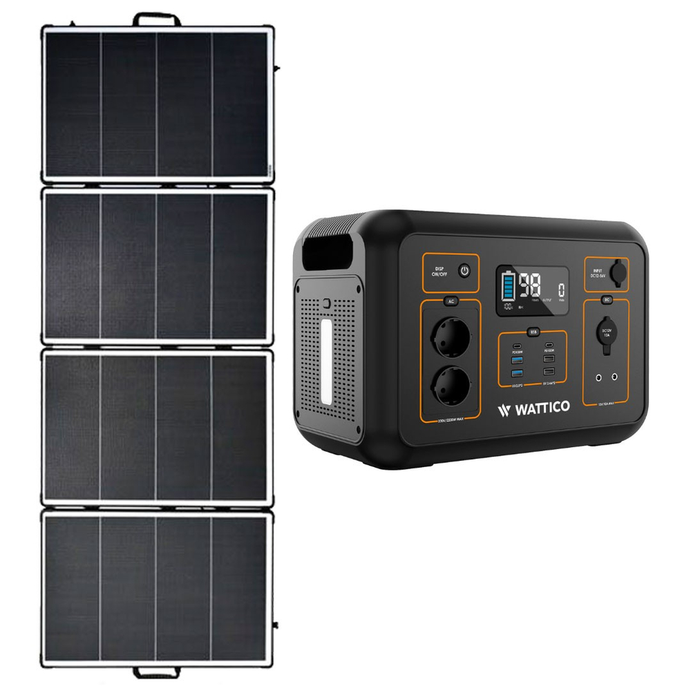 Портативная электростанция Wattico 2200 PRO, с солнечной панелью 400 Вт