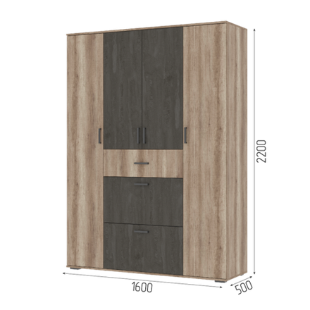 Шкаф Нельсон ШК 03 Дуб Каньон/Железный Камень