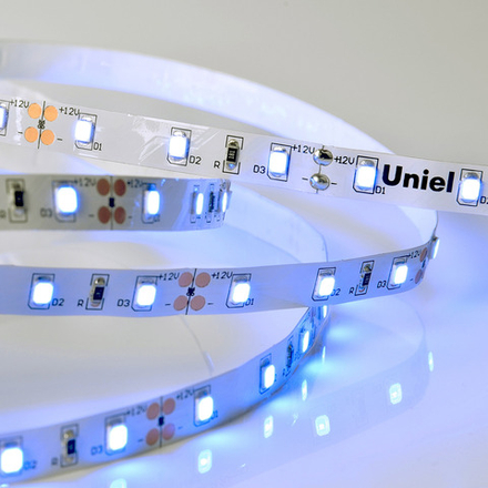 ULS-M11-2835-60LED-m-8mm-IP20-DC12V-4.8W-m-5M-BLUE PROFI Гибкая светодиодная лента на самоклеящейся основе. Катушка 5м. в герметичной упаковке. Синий свет. ТМ Uniel.