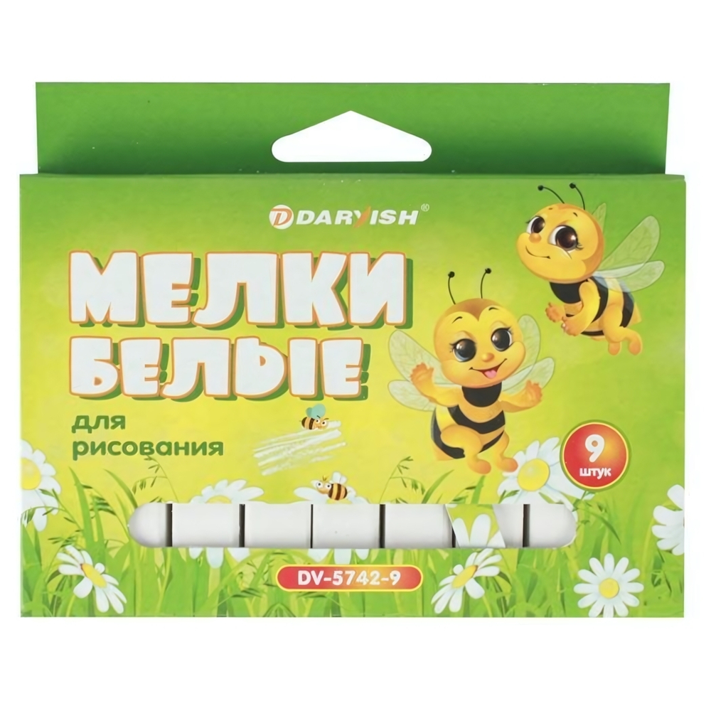 Мел белый 9шт. прямоугольные (Darvish)