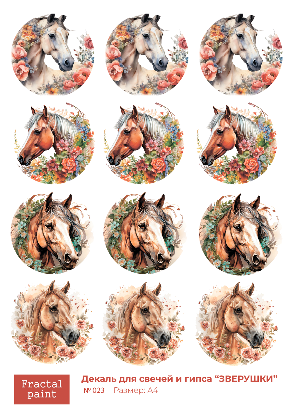 Трансфер переводной - декаль для свечей и гипса зверушки 023