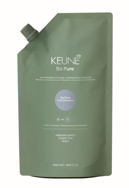 Keune So Pure Спа Шампунь ОСВЕЖАЮЩИЙ Корректирующий Блонд цвет Cool Shampoo Refill 1000 мл