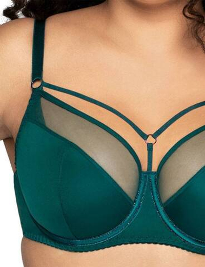 Бюстгальтер на косточках с вставками из сетки (Размер: 80B) (Цвет: изумрудный)