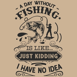 принт PewPewCat A day without fishing на бежевую футболку