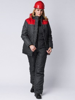 Куртка зимняя женская Снежана (тк.Дюспо), т.серый/красный