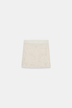 ZARA КОРОТКАЯ ЮБКА ИЗ ТРИКОТАЖА POINTELLE, ПЕСОЧНЫЙ