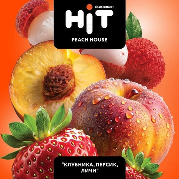 Табак для кальяна BLACKBURN HiT Peach House (Пич Хаус) с ароматом «клубника, персик, личи», 30г.