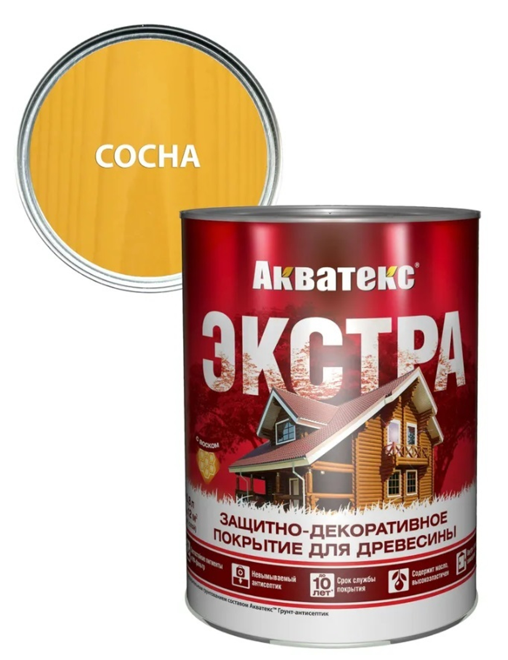 Защитно-декоративное покрытие для дерева АКВАТЕКС ЭКСТРА, сосна, 0.8 л