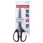 Ножницы BRAUBERG "Classic", 210 мм, чёрные, классической формы, 2-х сторонняя заточка, 230935