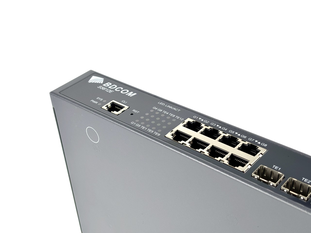Управляемый коммутатор BDCOM S5612E-2AC, 8 SFP 1Гбит/с, 12 SFP+ 10Гбит/с, L4, 2 БП