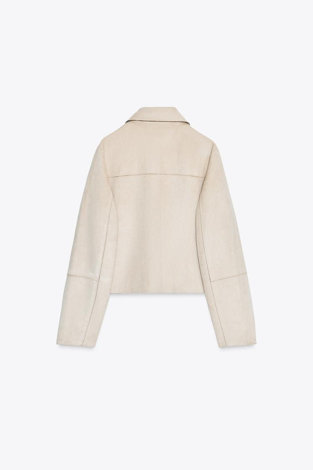 ZARA КОРОТКАЯ КУРТКА ИЗ ИСКУССТВЕННОЙ ЗАМШИ, ЭКРЮ