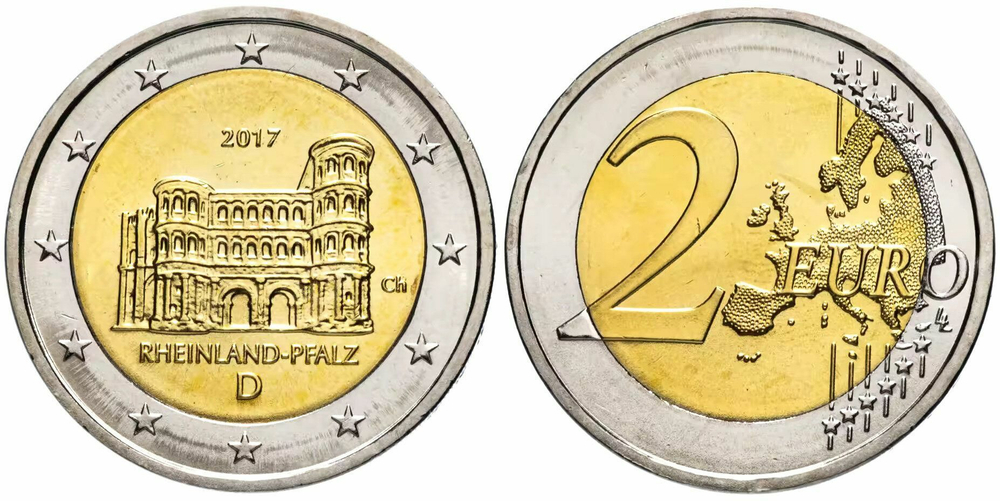 Германия 2 евро, 2017 Федеральные земли Германии - Рейнланд-Пфальц