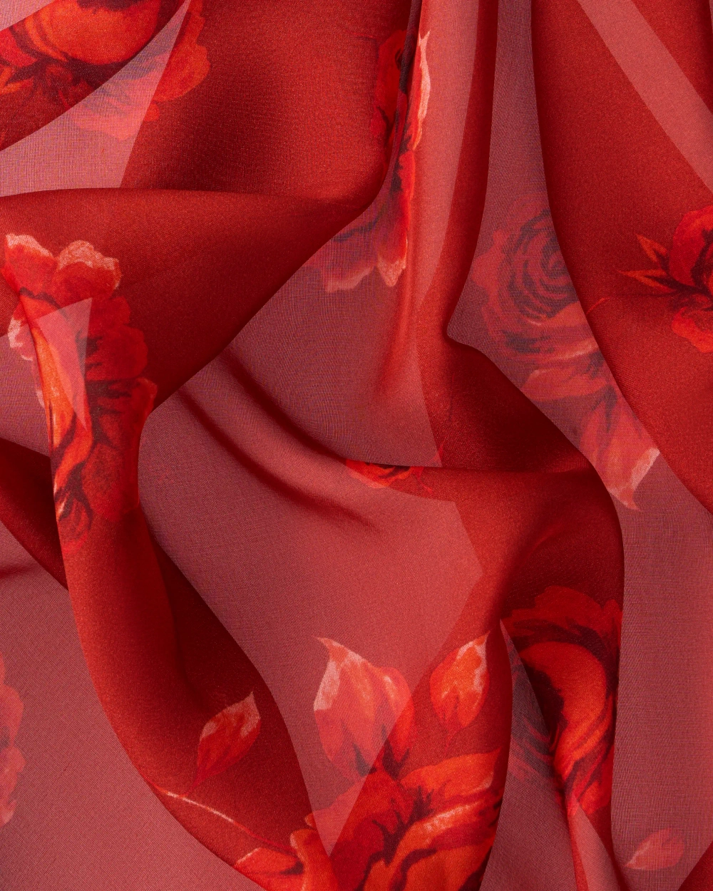 Летиция (Leticia), косынка из бордового шифона с цветочным принтом