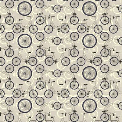 Bicycle and wheels seamless pattern.