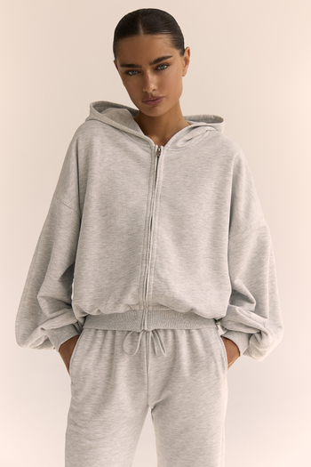 Толстовка на молнии Светло-серый меланж