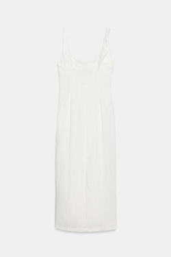 ZARA ПЛАТЬЕ МИДИ СО СБОРКАМИ, БЕЛЫЙ