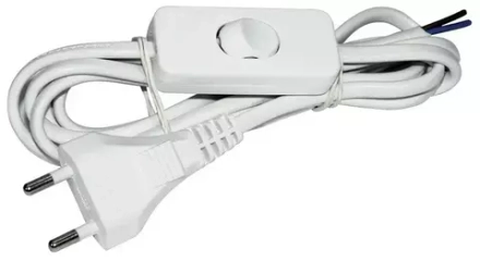 Шнур УШ-1КВ с выключателем 2м ПВС 2х0,75 6А белый