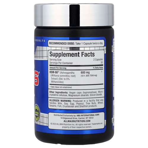 ALLMAX, Essentials, ашваганда KSM-66®, 60 капсул (300 мг в одной капсуле)