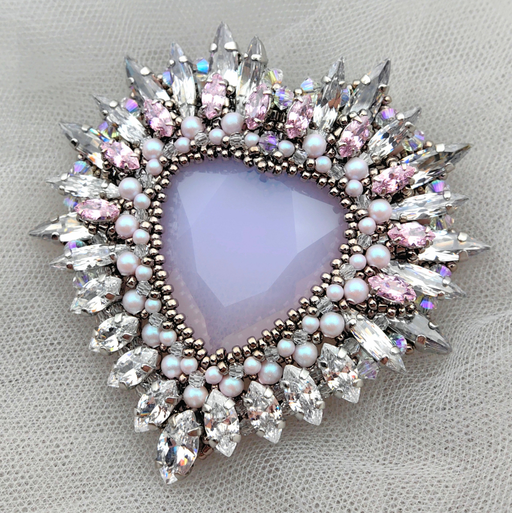 Набор для создания броши Хрустальное Сердце - Rose Opal