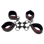 Атласные фиксаторы для рук и ног Scandal Hog Tie (Цвет: черный с красным)