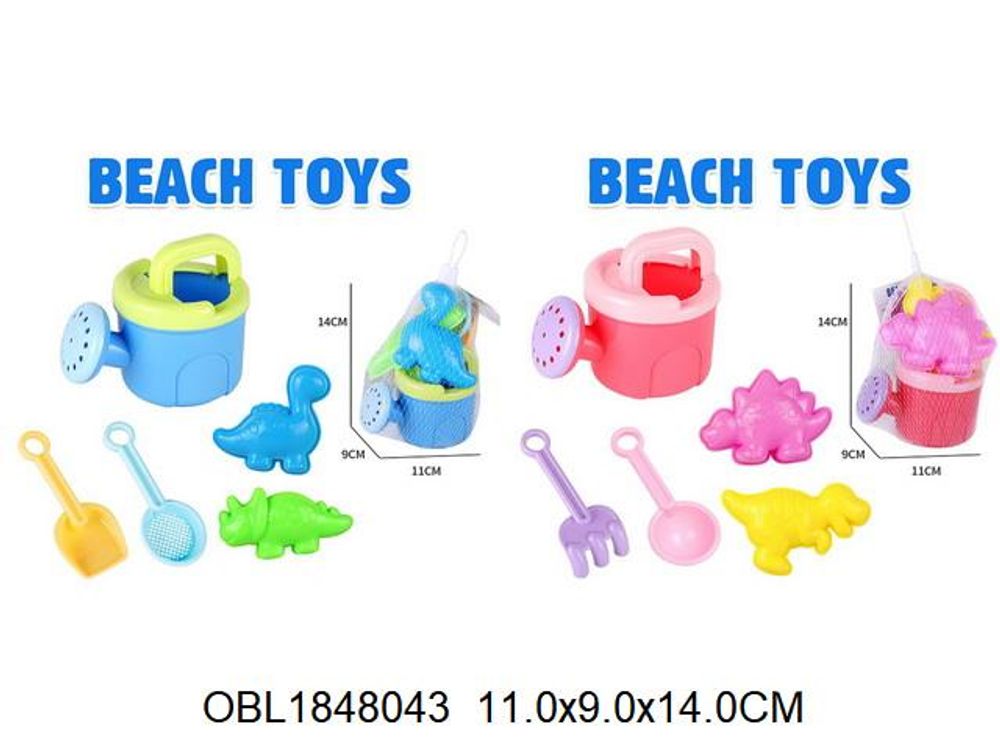 Набор для игры в песок 5 предм. лейка, совок, сито, 2 формочки, разноцвет. 2 вида, сетка OBL1848043