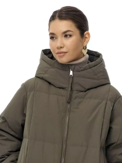 Пуховик длинный с капюшоном, хаки, SilverFox