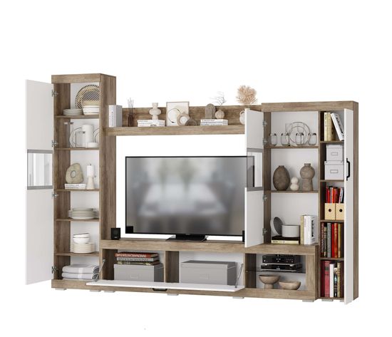 Гостиная ТЕСЛА ГС-01 дуб каньон/ белый (2800*2000*350)/4/