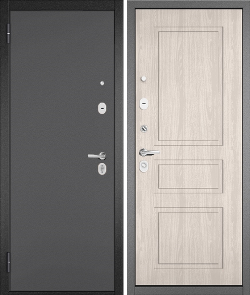 Входная дверь Мастино Trust Eco 2 Антрацит букле - Ясень ривьера крем
