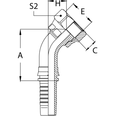 Фитинг DN 12 ORFS (Г) 13/16 (45) (накидная гайка)