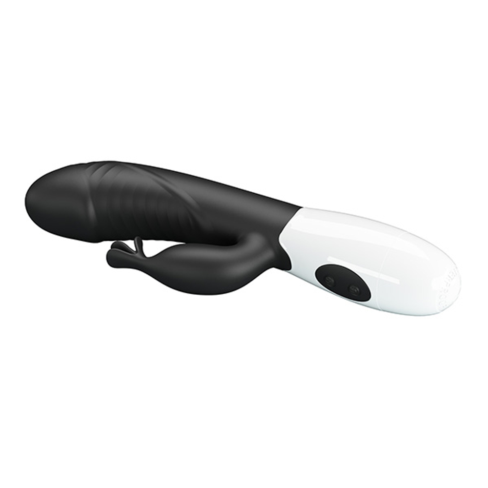 Черный вибратор-кролик 19,8см со стимулятором клитора Pretty Love Rasmussen Bunny Vibrator Black BW-500072-A3