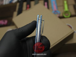Нож Spyderco COBOL Titanium огненный - рукоять кастом титан, клинок сатин